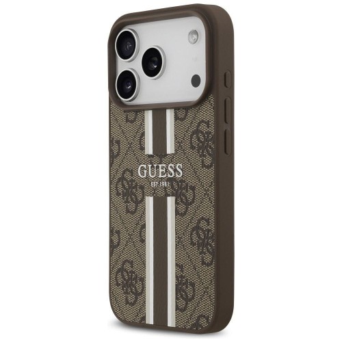 Etui Guess iPhone 17 Pro 4G Printed Stripes Brązowe - MagSafe