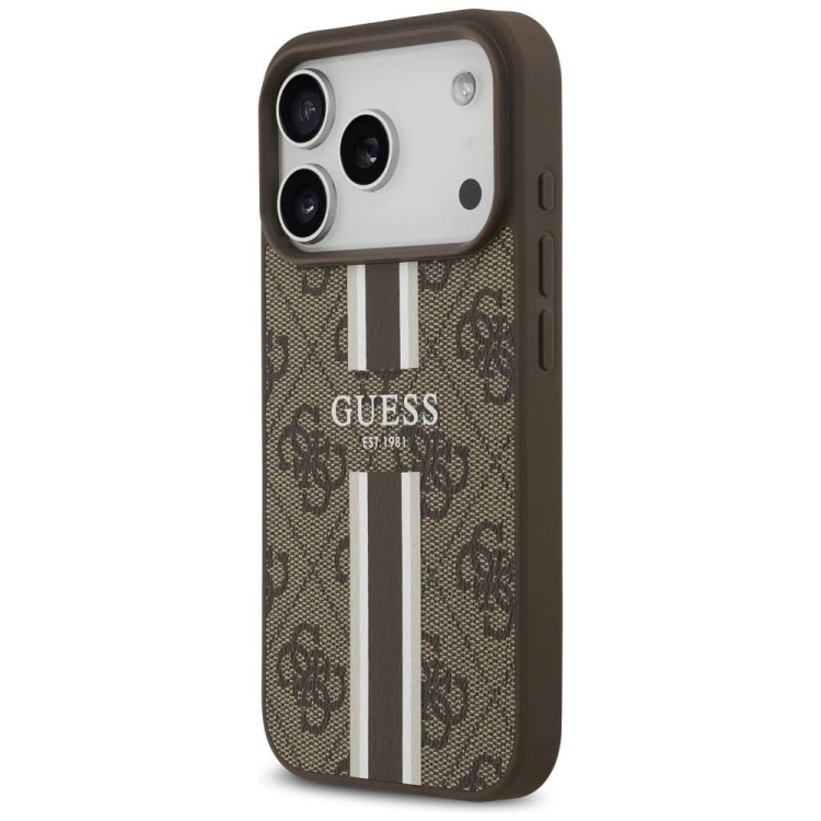 Etui Guess iPhone 17 Pro 4G Printed Stripes Brązowe - MagSafe