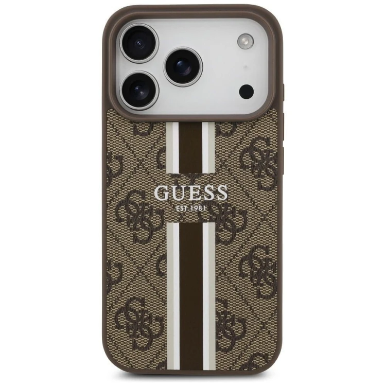 Etui Guess iPhone 17 Pro 4G Printed Stripes Brązowe - MagSafe