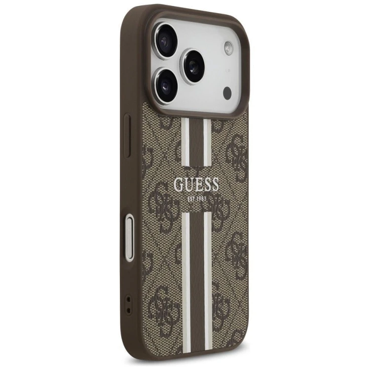 Etui Guess iPhone 17 Pro 4G Printed Stripes Brązowe - MagSafe