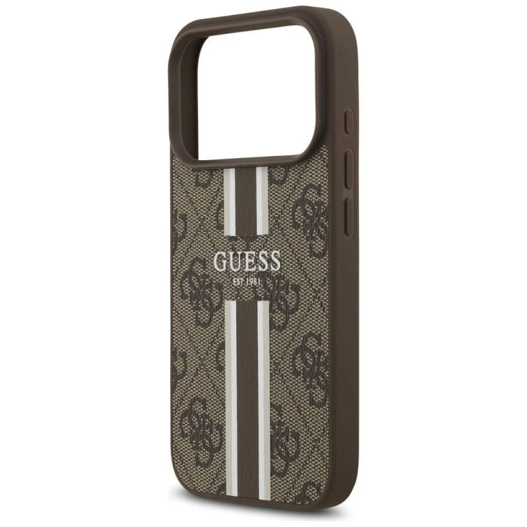 Etui Guess iPhone 17 Pro 4G Printed Stripes Brązowe - MagSafe