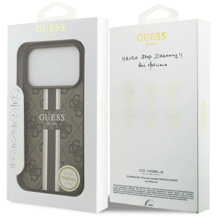Etui Guess iPhone 17 Pro 4G Printed Stripes Brązowe - MagSafe