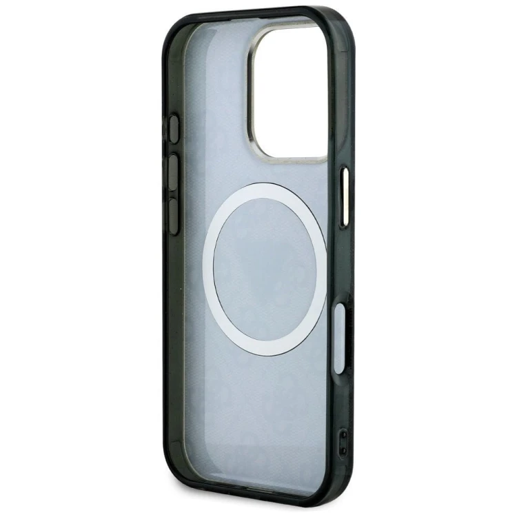 Etui Guess iPhone 16 Pro Metal Glitter 4G Circle Triangle Czarne - MagSafe
