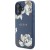 Etui Guess iPhone 16 Grained Flowers Niebieskie - MagSafe Kwiaty