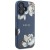 Etui Guess iPhone 16 Grained Flowers Niebieskie - MagSafe Kwiaty