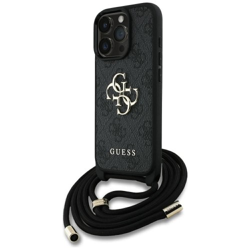 Etui Guess iPhone 16 Pro Max 4G Big Logo Czarne - Crossbody ze smyczą