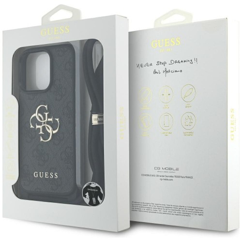 Etui Guess iPhone 16 Pro Max 4G Big Logo Czarne - Crossbody ze smyczą