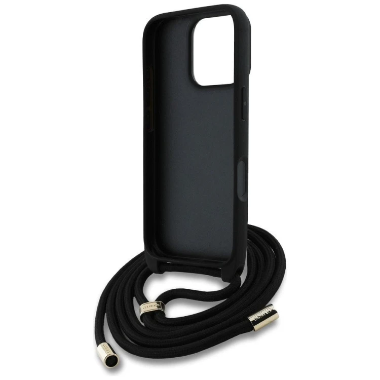 Etui Guess iPhone 16 Pro Max 4G Big Logo Czarne - Crossbody ze smyczą