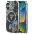 Etui Guess iPhone 16 Glitter Flowers Triangle Czarne - MagSafe Kwiaty