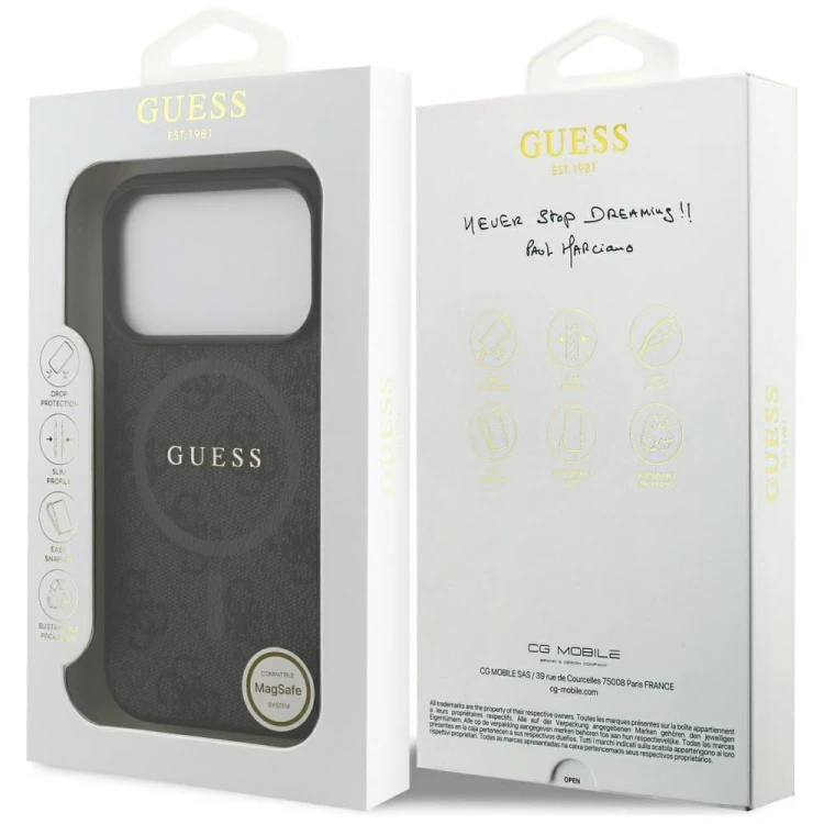 Etui Guess iPhone 17 Pro 4G Ring Classic Logo Czarne - MagSafe