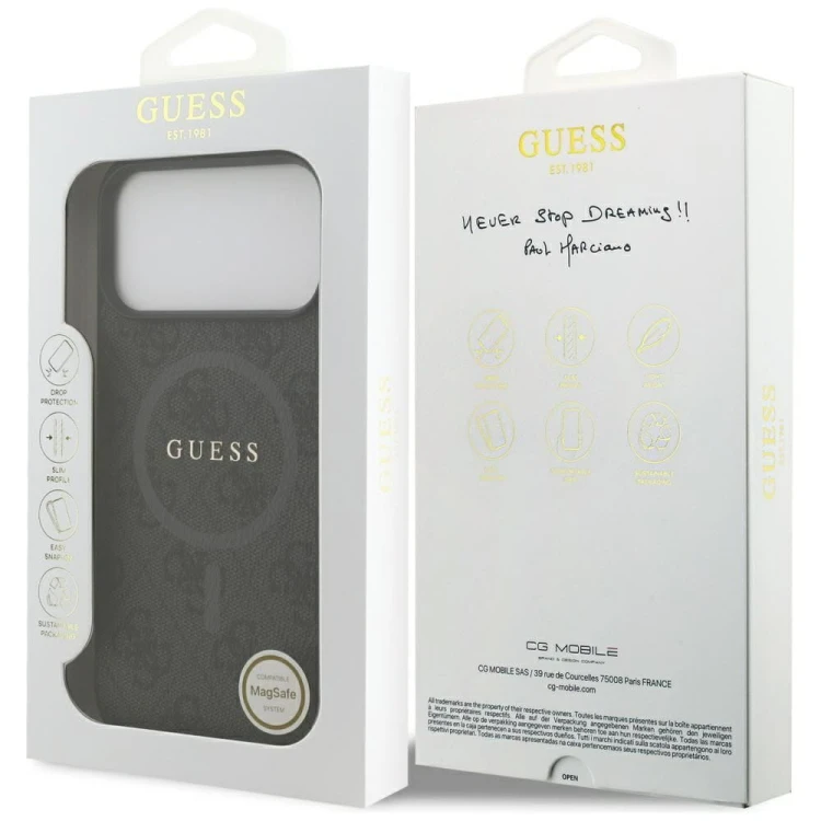 Etui Guess iPhone 17 Pro Max 4G Ring Classic Logo Czarne - MagSafe