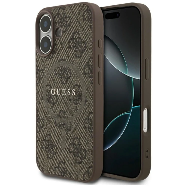 Etui Guess iPhone 17 4G Ring Classic Logo Brązowe - MagSafe