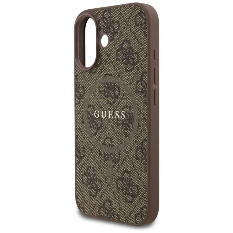 Etui Guess iPhone 17 4G Ring Classic Logo Brązowe - MagSafe