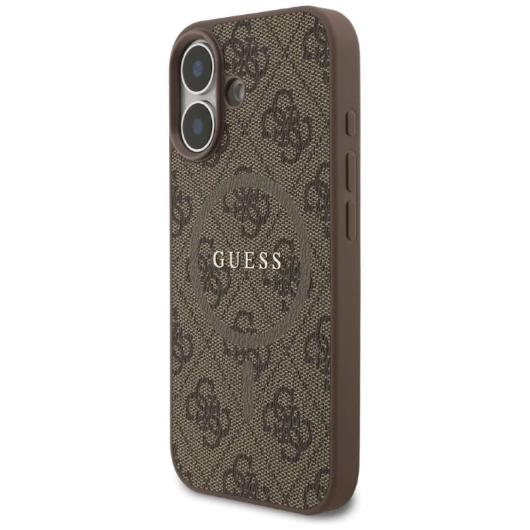 Etui Guess iPhone 17 4G Ring Classic Logo Brązowe - MagSafe