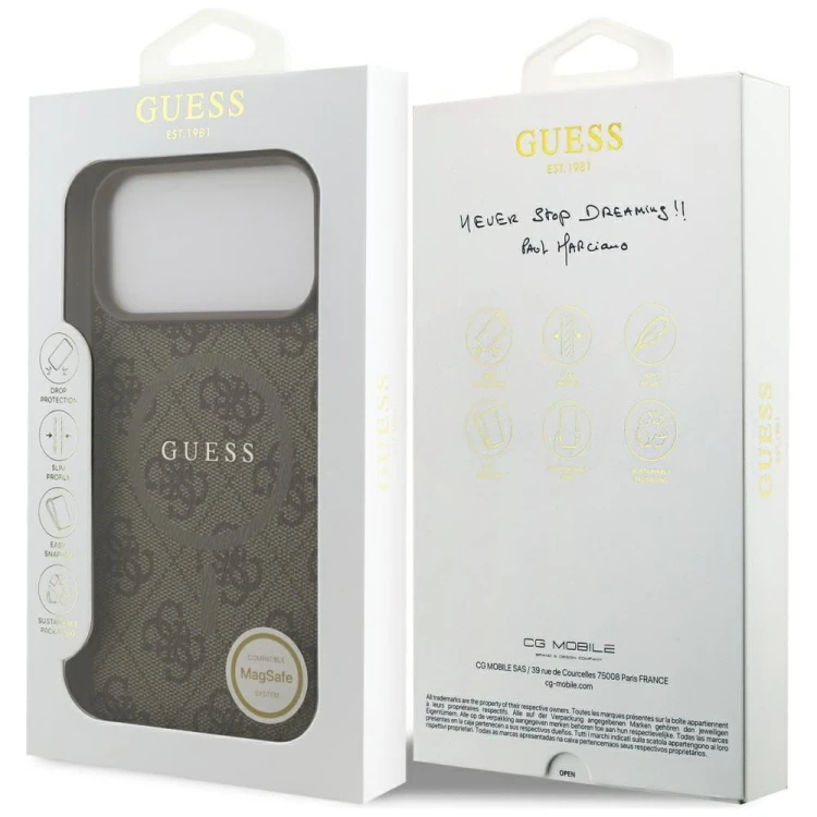 Etui Guess iPhone 17 Pro Max 4G Ring Classic Logo Brązowe - MagSafe