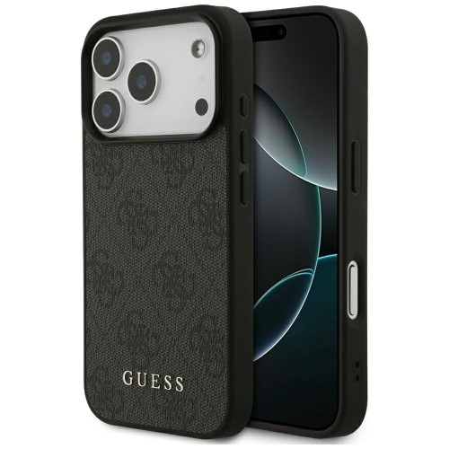 Etui Guess iPhone 17 Pro 4G Metal Gold Logo Czarne - Luksusowy Case