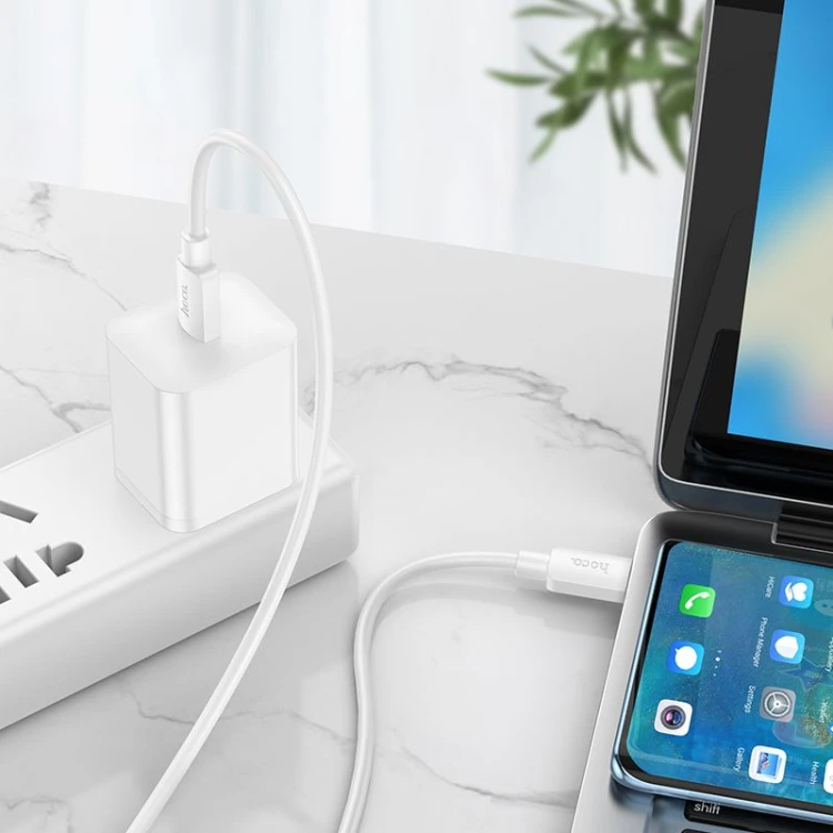 Kabel USB-C do USB-C Hoco X96 100W PD 6A 1 m biały – szybkie ładowanie laptopa i smartfona