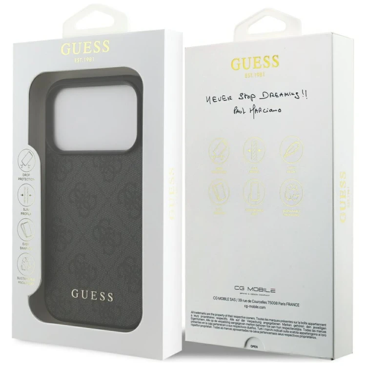 Etui Guess iPhone 17 Pro 4G Metal Gold Logo Czarne - Luksusowy Case