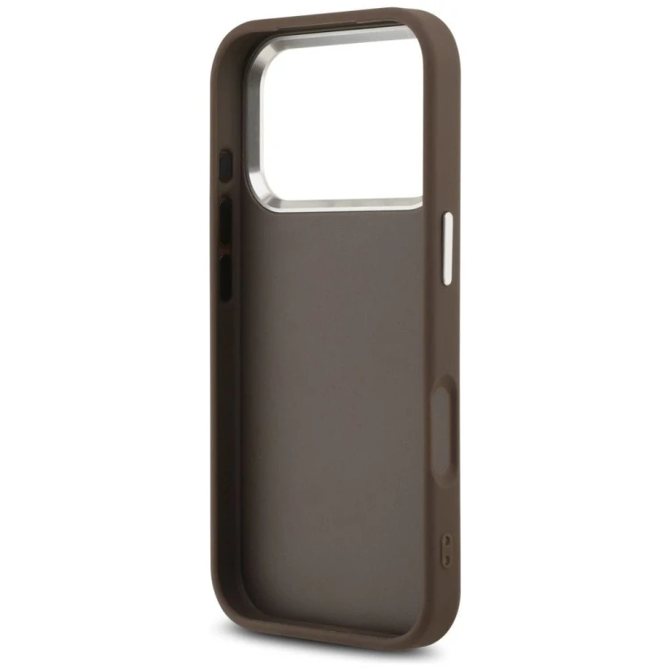 Etui Guess iPhone 17 Pro 4G Big 4G Classic Logo Brązowe - Srebrna Ramka