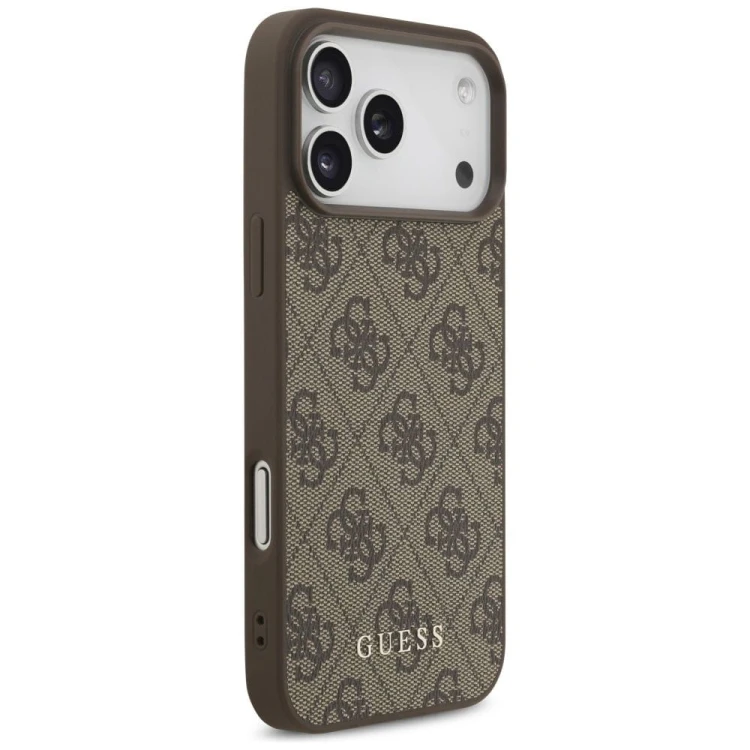 Etui Guess iPhone 17 Pro Max 4G Metal Gold Logo Brązowe - Luksusowy Case