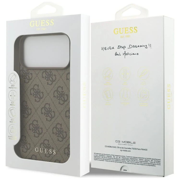 Etui Guess iPhone 17 Pro Max 4G Metal Gold Logo Brązowe - Luksusowy Case
