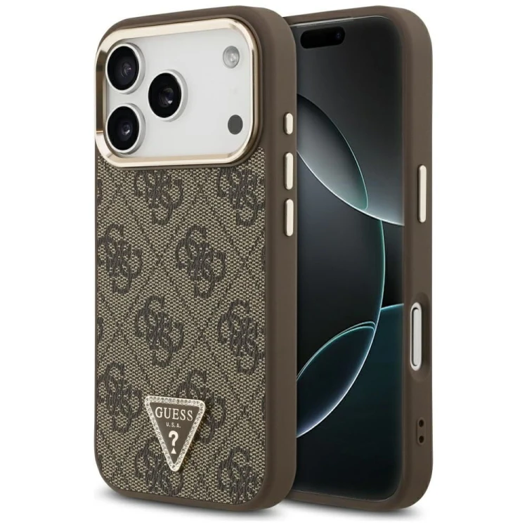 Etui Guess iPhone 17 Pro 4G Triangle Logo Złoto-Brązowe - MagSafe