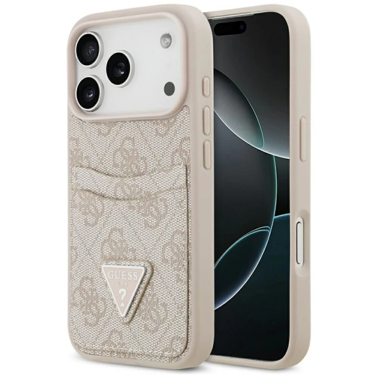Etui Guess iPhone 17 Pro 4G Double Card Triangle Różowe - Kieszonka na karty
