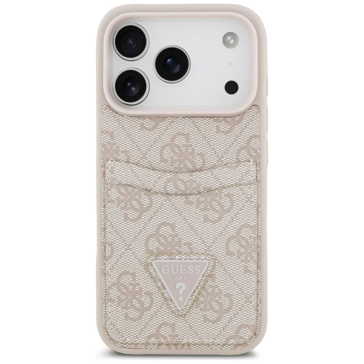 Etui Guess iPhone 17 Pro 4G Double Card Triangle Różowe - Kieszonka na karty