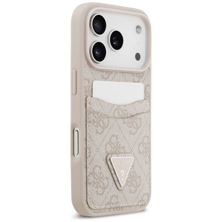 Etui Guess iPhone 17 Pro 4G Double Card Triangle Różowe - Kieszonka na karty