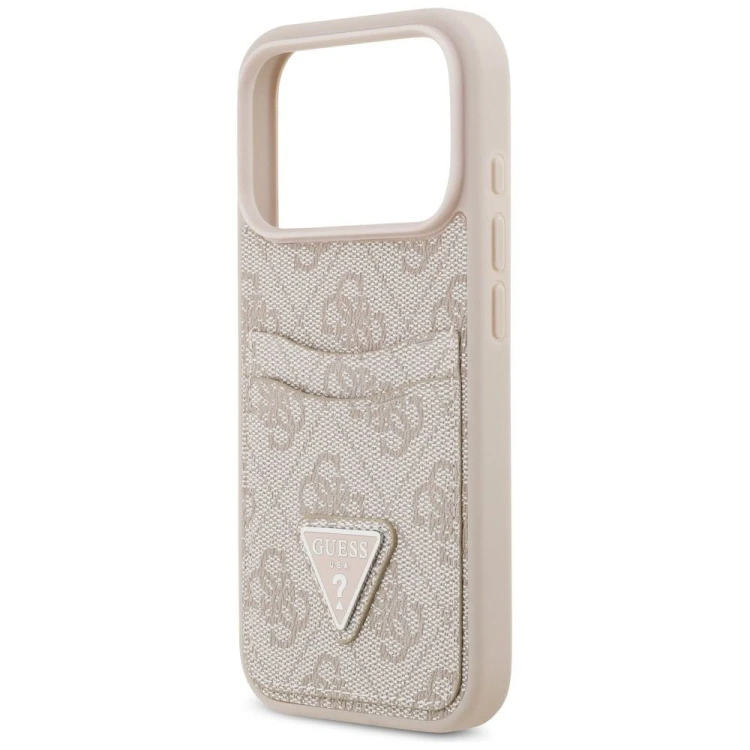 Etui Guess iPhone 17 Pro 4G Double Card Triangle Różowe - Kieszonka na karty