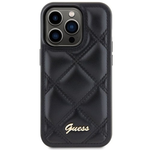 GUESS futerał iPhone 15 Pro Max Quilted Metal Logo czarny – eleganckie etui ochronne