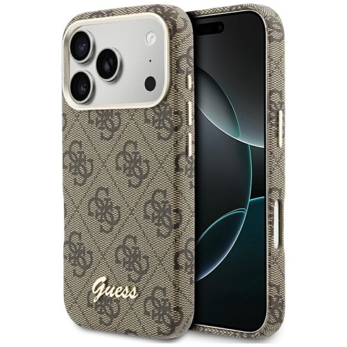 Etui Guess iPhone 17 Pro Max 4G Script Brązowe - MagSafe Case
