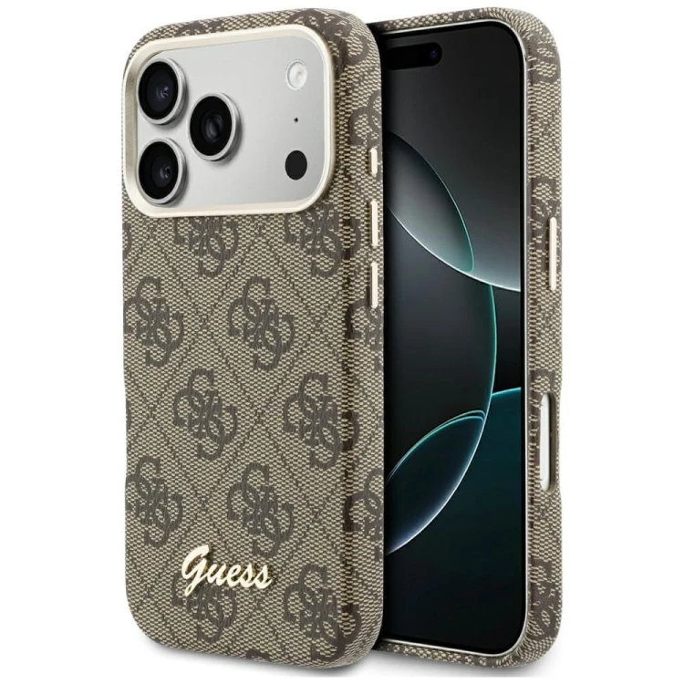 Etui Guess iPhone 17 Pro Max 4G Script Brązowe - MagSafe Case