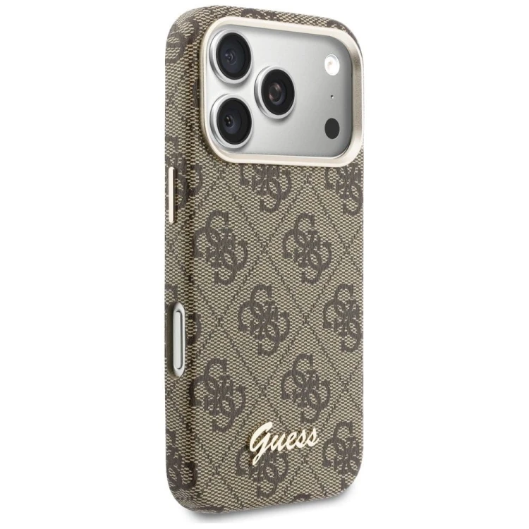 Etui Guess iPhone 17 Pro Max 4G Script Brązowe - MagSafe Case