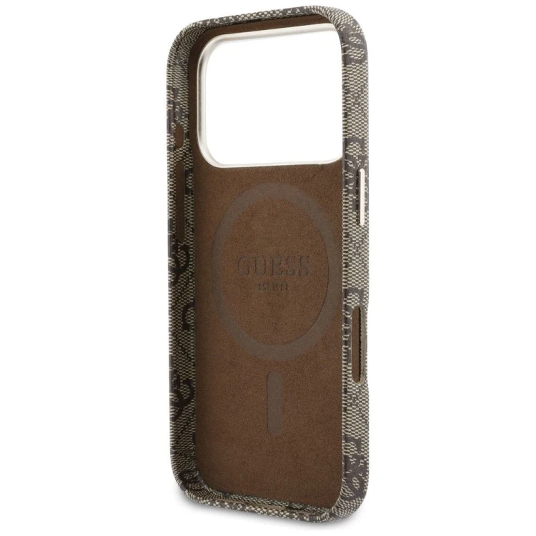 Etui Guess iPhone 17 Pro Max 4G Script Brązowe - MagSafe Case