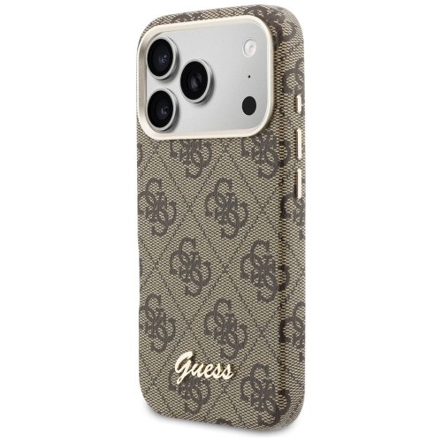 Etui Guess iPhone 17 Pro 4G Script Brązowe - MagSafe Case