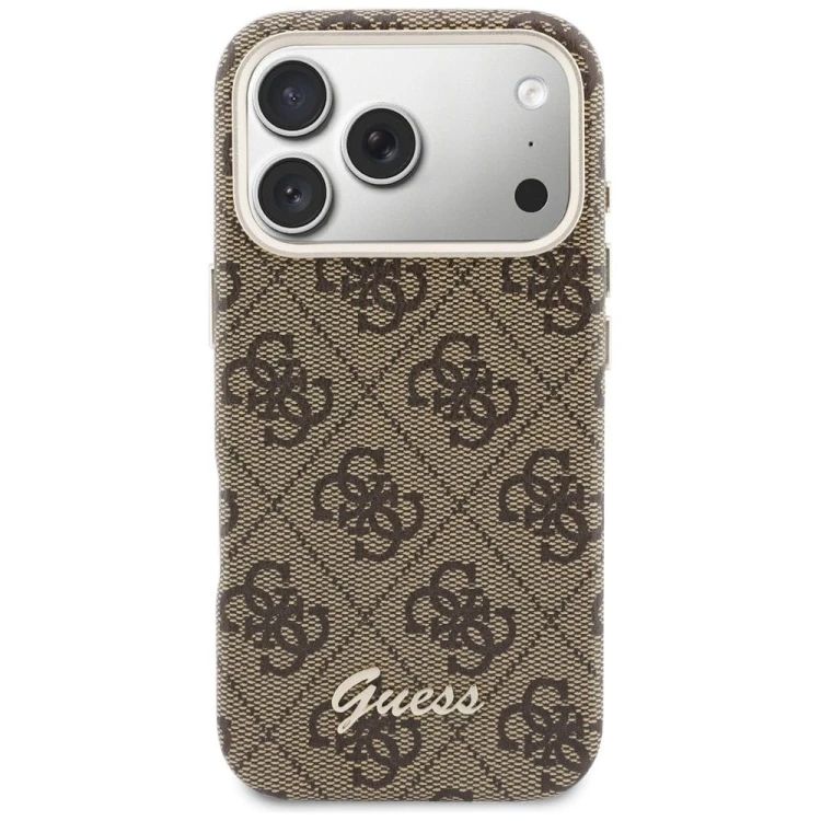 Etui Guess iPhone 17 Pro 4G Script Brązowe - MagSafe Case