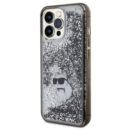 Luksusowe etui Karl Lagerfeld do iPhone 13 Pro Max Liquid Glitter Choupette – transparentne