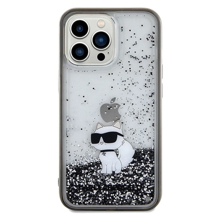 Luksusowe etui Karl Lagerfeld do iPhone 13 Pro Max Liquid Glitter Choupette – transparentne