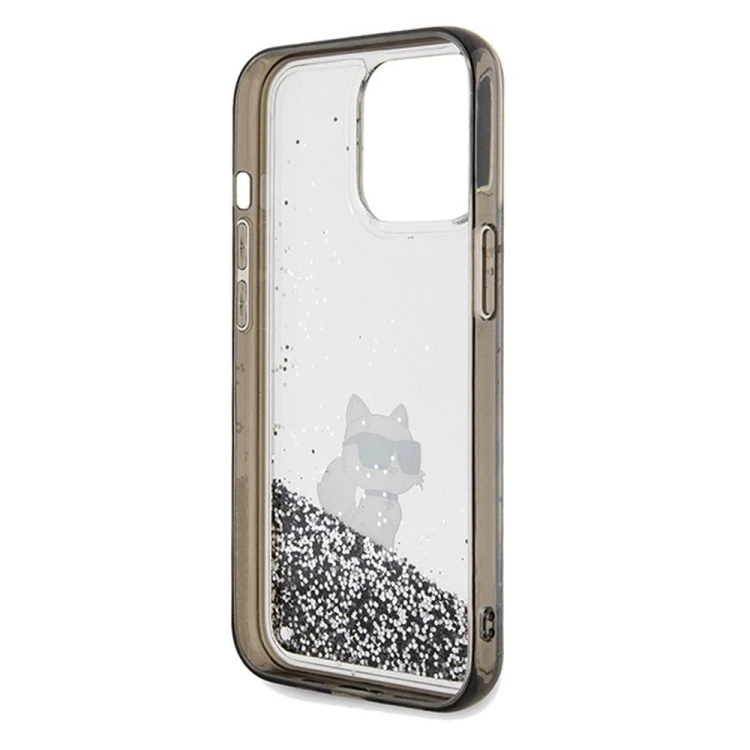 Luksusowe etui Karl Lagerfeld do iPhone 13 Pro Max Liquid Glitter Choupette – transparentne