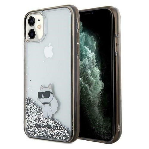 Luksusowe etui Karl Lagerfeld do iPhone 11 Liquid Glitter Choupette – transparentne