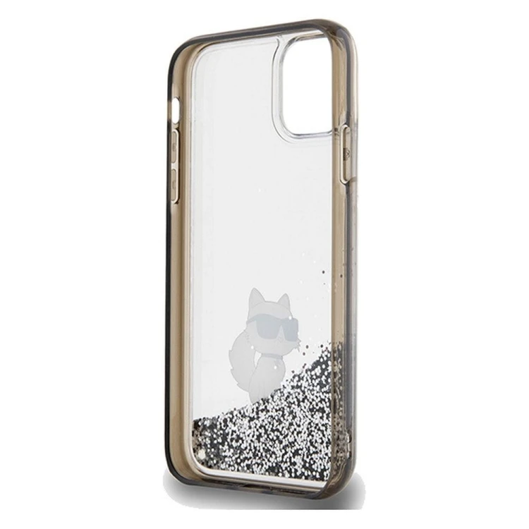 Luksusowe etui Karl Lagerfeld do iPhone 11 Liquid Glitter Choupette – transparentne