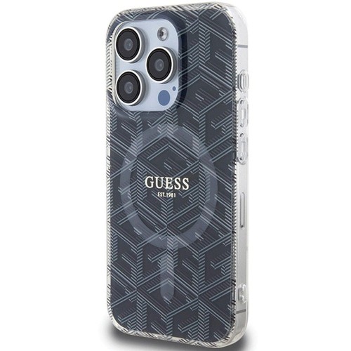 GUESS futerał iPhone 15 Pro Max kompatybilny z MagSafe IML GCUBE czarny – ochronne etui