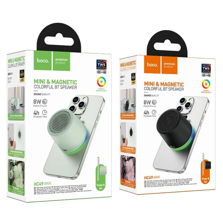 Magnetyczny głośnik bezprzewodowy Hoco HC49 8W Bluetooth 6.0 – zielony