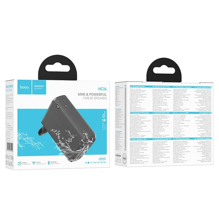 Przenośny głośnik bezprzewodowy Hoco HC34 5W Bluetooth – szary