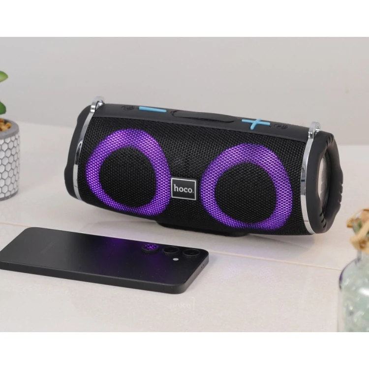 Przenośny głośnik bezprzewodowy Hoco HC12 10W z podświetleniem LED RGB – czarny