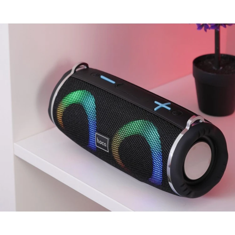 Przenośny głośnik bezprzewodowy Hoco HC12 10W z podświetleniem LED RGB – czarny