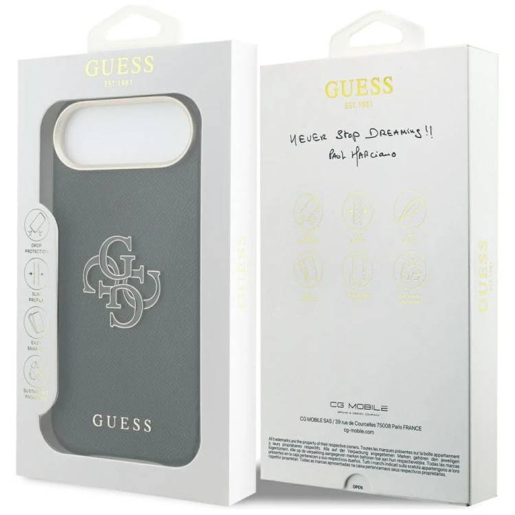 GUESS futerał iPhone 17 Air PU FW Resin Logo czarny – eleganckie etui