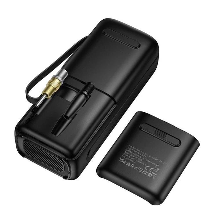 Bezprzewodowy kompresor samochodowy Hoco ZP18 4000 mAh z latarką LED – czarny