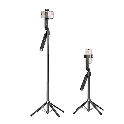 Inteligentny Selfie Stick Hoco K32 Tripod 1,81 m z automatycznym śledzeniem twarzy AI – czarny